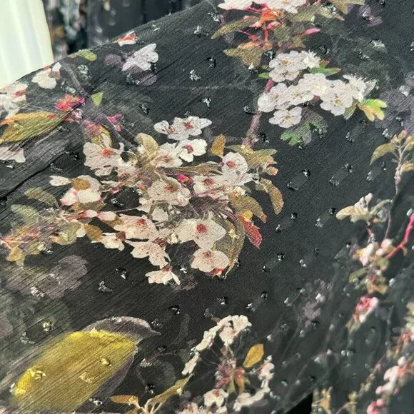 NWOT AllSaints women's Lara chiffon Shirt buttons closure Black Blouse Size 6 - Picture 13 of 14